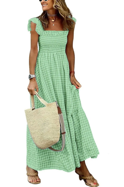 Plaid Ruffle Maxi Dress by Greta 