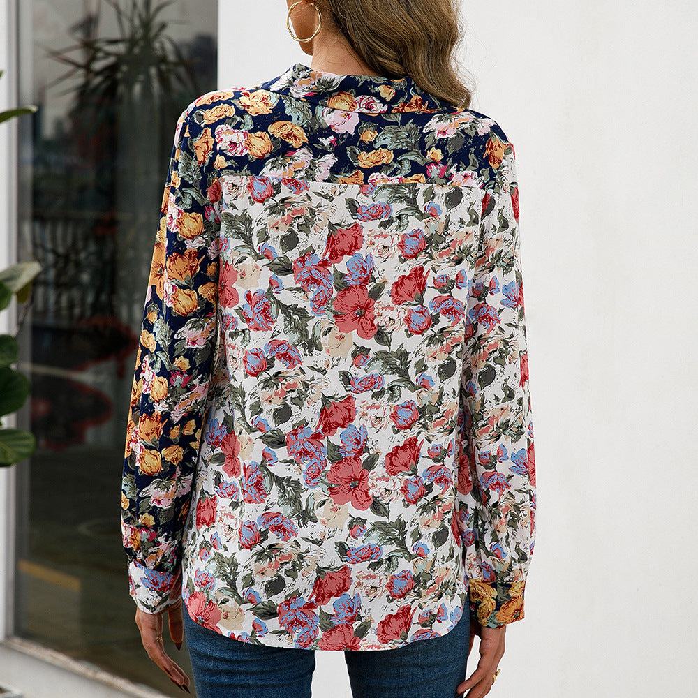 Colorblock Floral Greta  Everyday Shirt Top