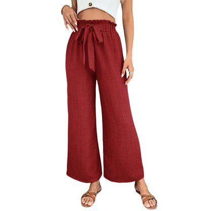 Red Wide-Leg Greta  Drawstring Pants