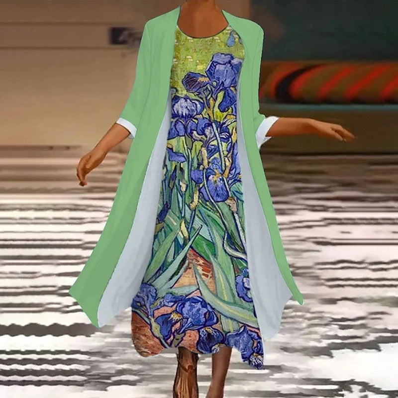 Elegant Floral Greta  Summer Two-Piece Dress