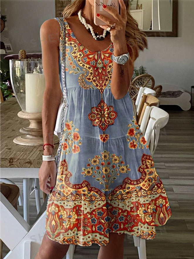 Floral Print Greta  Summer Sleeveless Dress