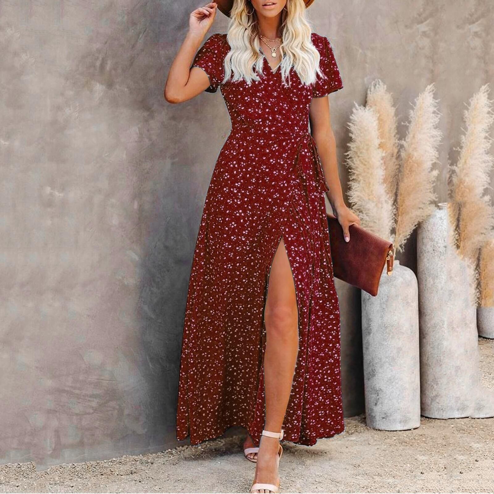 Floral Print Greta  Short Sleeve Maxi Dress