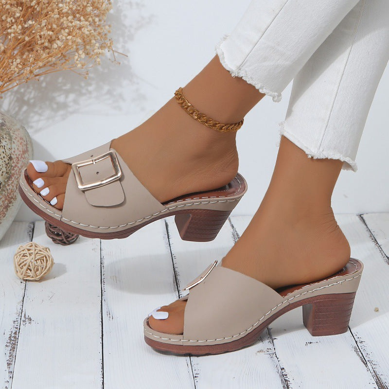 Chic Buckle High Heel Sandals by Greta 
