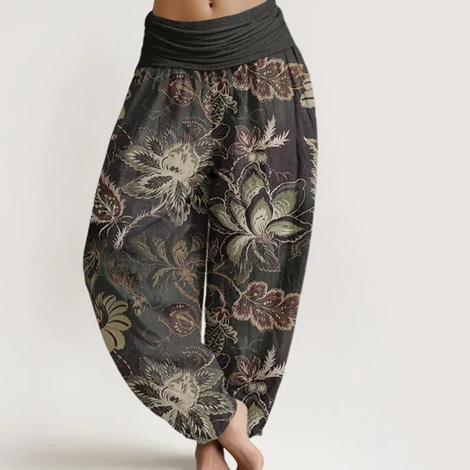 Retro Floral Wide-Leg Pants by Greta 