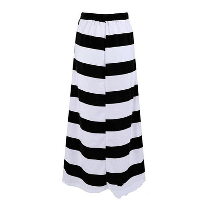 Striped Cotton A-Line Skirt by Greta 