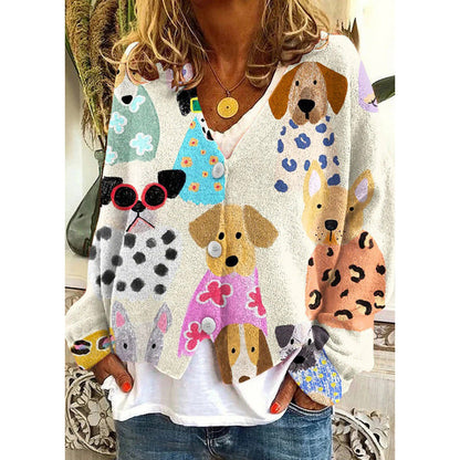 Vibrant Abstract Greta  Casual Cardigan